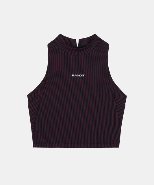 Women's Striped Cadence Mockneck Halter Race Crop